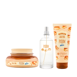 Combo Pudim: Calda de Banho, Hidratante Corporal e Spray Perfumado